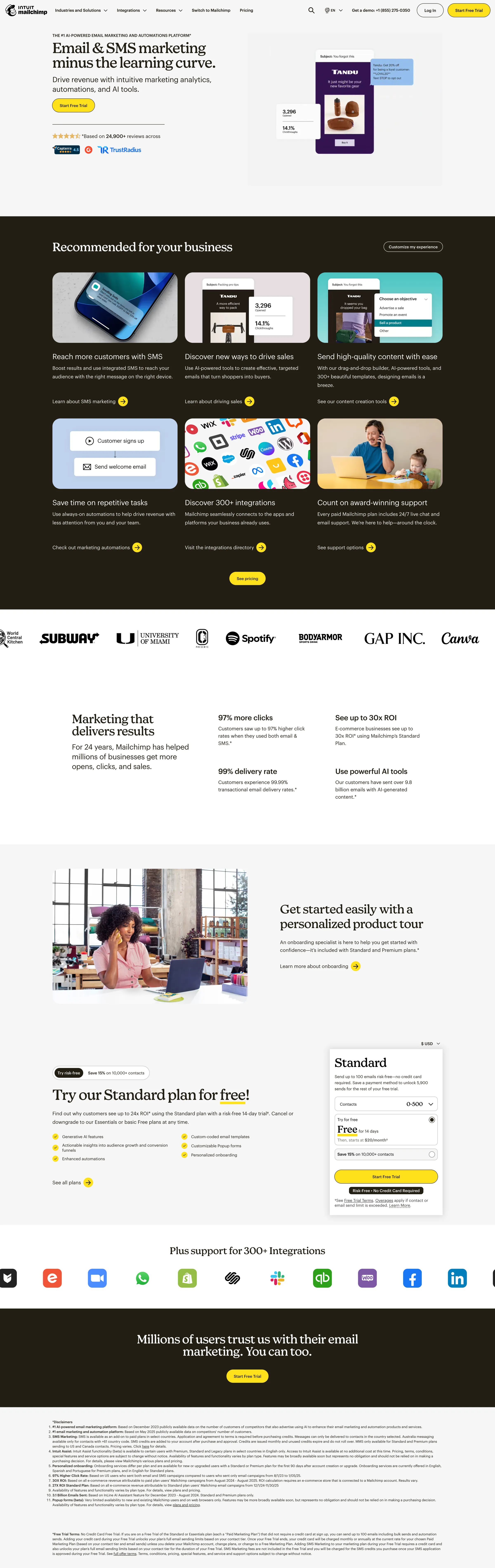 Mailchimp homepage